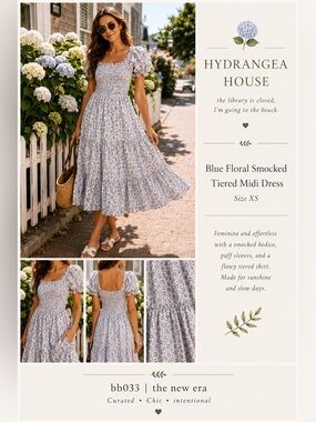 o.p.t Blue Floral Smocked Tiered Maxi Dress | XS